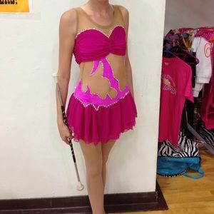 Beautiful hot pink dance, skate, twirl costume! Perfect for competition! Shine!